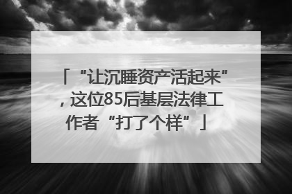 “让沉睡资产活起来”，这位85后基层法律工作者“打了个样”