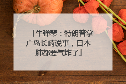 牛弹琴：特朗普拿广岛长崎说事，日本肺都要气炸了