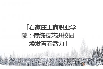 石家庄工商职业学院：传统技艺进校园焕发青春活力