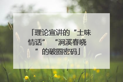 理论宣讲的“土味情话” “涧溪春晓”的破圈密码