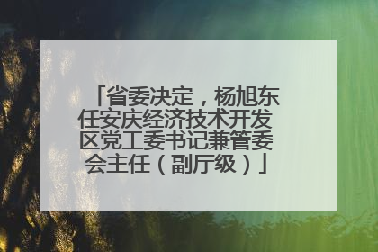 省委决定，杨旭东任安庆经济技术开发区党工委书记兼管委会主任（副厅级）