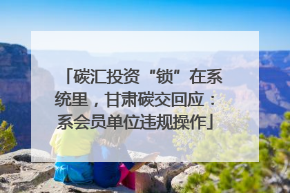 碳汇投资“锁”在系统里，甘肃碳交回应：系会员单位违规操作