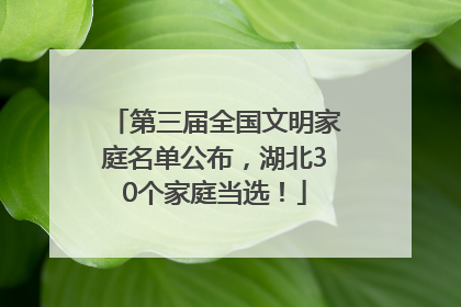 第三届全国文明家庭名单公布，湖北30个家庭当选！