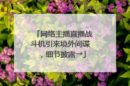 网络主播直播战斗机引来境外间谍,细节披露→