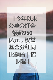 今年以来公募分红金额超950亿元，权益基金分红同比翻倍｜招财猫