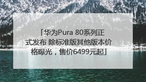 华为Pura 80系列正式发布 除标准版其他版本价格曝光，售价6499元起