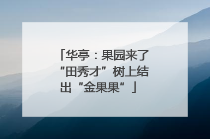 华亭：果园来了“田秀才”树上结出“金果果”