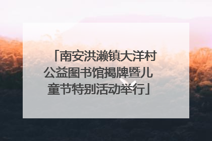 南安洪濑镇大洋村公益图书馆揭牌暨儿童节特别活动举行