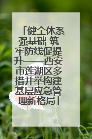 健全体系强基础 筑牢防线促提升——西安市莲湖区多措并举构建基层应急管理新格局