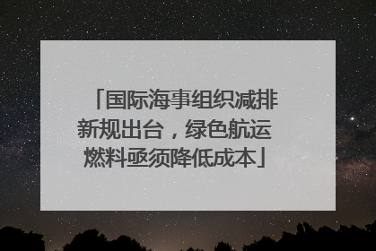 国际海事组织减排新规出台，绿色航运燃料亟须降低成本