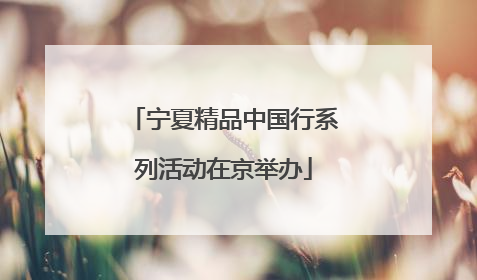 宁夏精品中国行系列活动在京举办