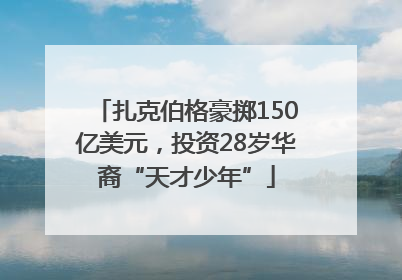 扎克伯格豪掷150亿美元，投资28岁华裔“天才少年”