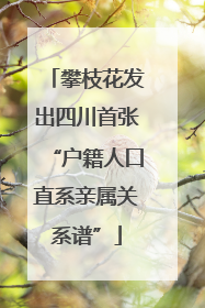 攀枝花发出四川首张“户籍人口直系亲属关系谱”