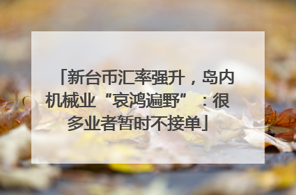 新台币汇率强升，岛内机械业“哀鸿遍野”：很多业者暂时不接单