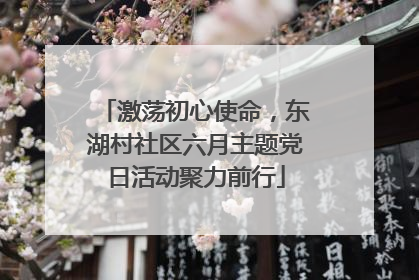 激荡初心使命，东湖村社区六月主题党日活动聚力前行