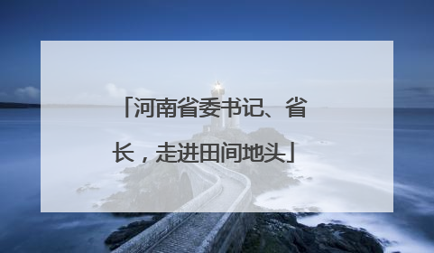 河南省委书记、省长，走进田间地头