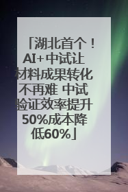 湖北首个！AI+中试让材料成果转化不再难 中试验证效率提升50%成本降低60%