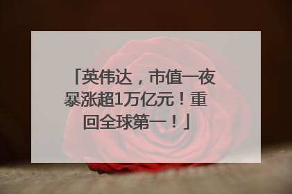 英伟达，市值一夜暴涨超1万亿元！重回全球第一！