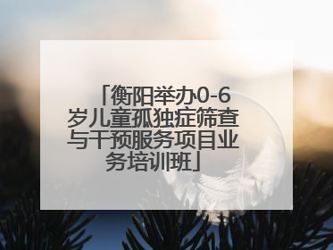 衡阳举办0-6岁儿童孤独症筛查与干预服务项目业务培训班