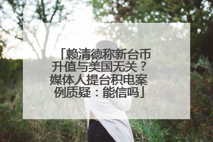 赖清德称新台币升值与美国无关？媒体人提台积电案例质疑：能信吗