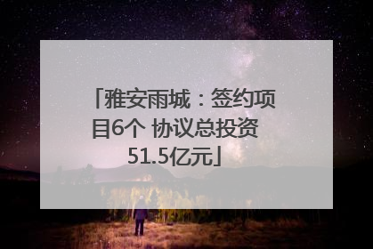 雅安雨城：签约项目6个 协议总投资51.5亿元