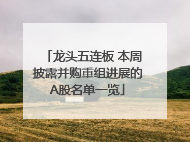 龙头五连板 本周披露并购重组进展的A股名单一览