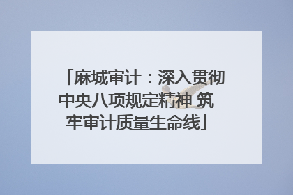 麻城审计：深入贯彻中央八项规定精神 筑牢审计质量生命线
